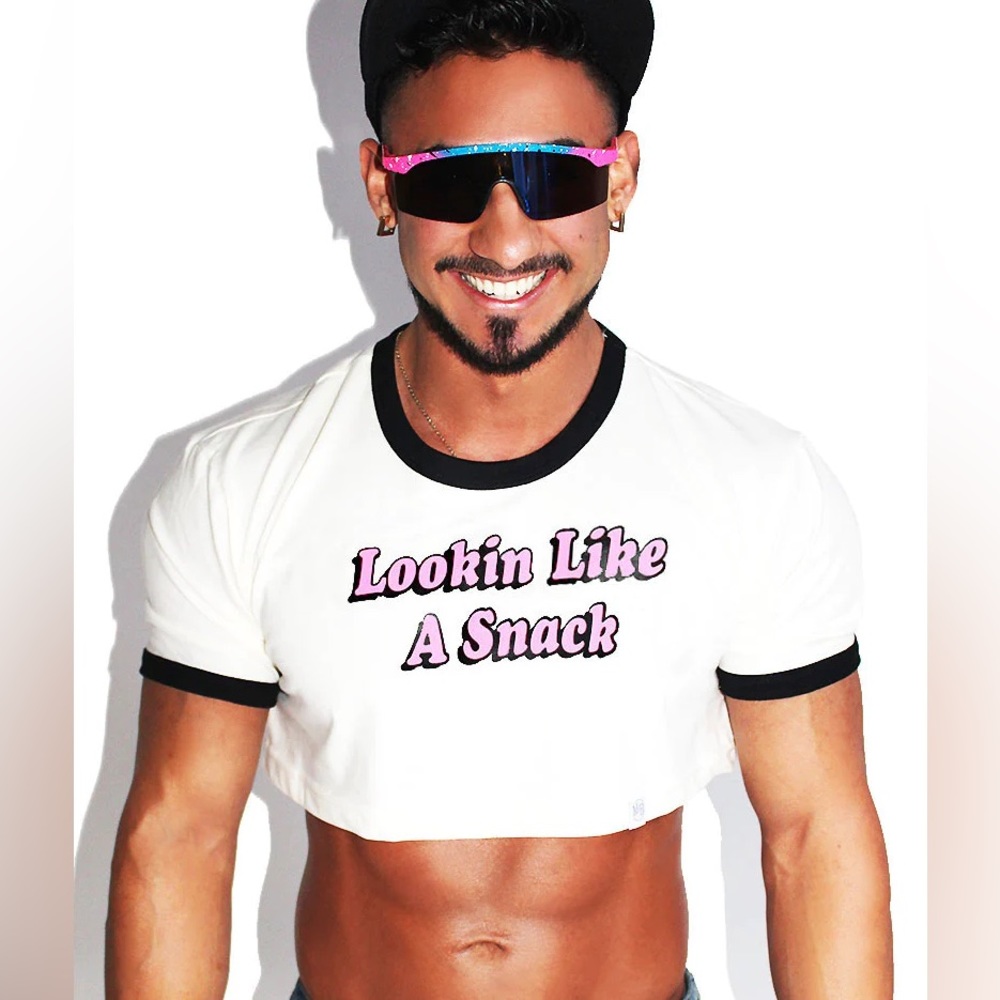 “Looking Like A Snack” extreme unisex crop top by Marek + Richard. - Picture 6 of 6